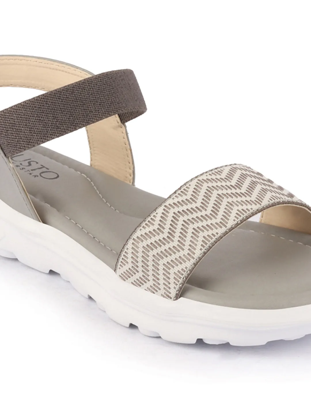 Women Grey Open Toe Fashion Stylish Day Long Comfort Slip On Wedges Sandals