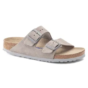 Women's Arizona Soft Footbed Suede Leather Sandals in Stone Coin