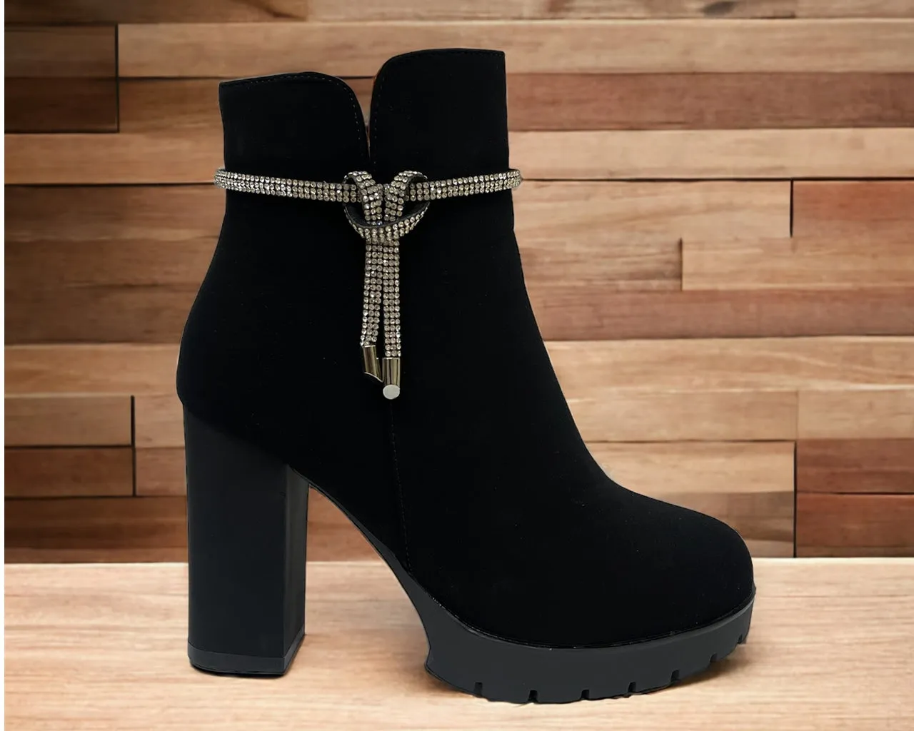 Women's Block High Heels Ankle Boots Black