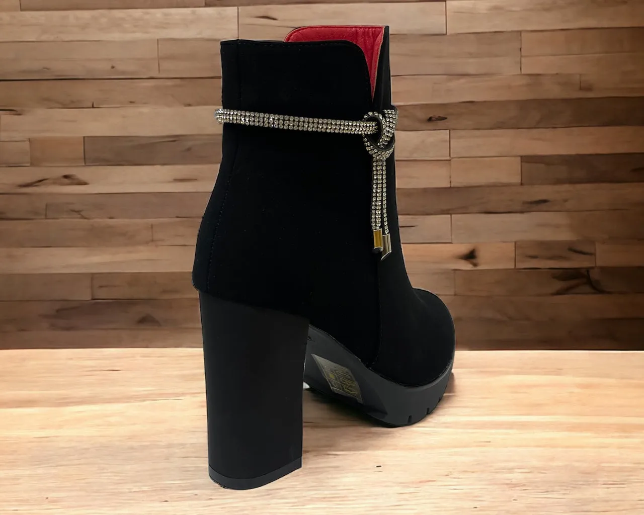 Women's Block High Heels Ankle Boots Black