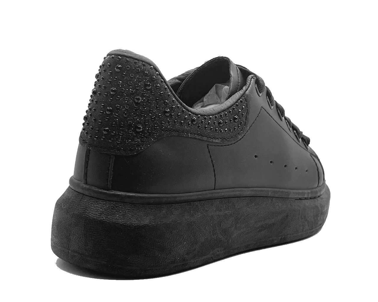 Women's Crystal Chunky Sole Lace Up Trainers