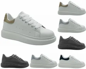 Women's Crystal Chunky Sole Lace Up Trainers