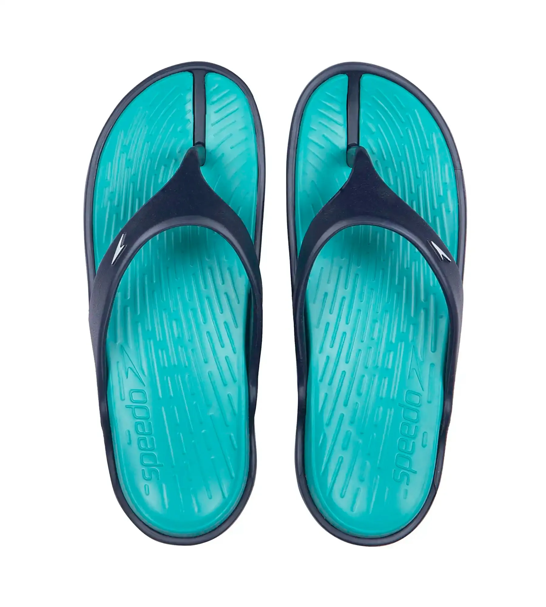 Women's Dual Colour Flip Flops - Jade & Navy