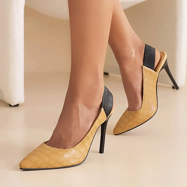 Women's Printed Pointed Toe Slingbacks Stiletto High Heels Sandals